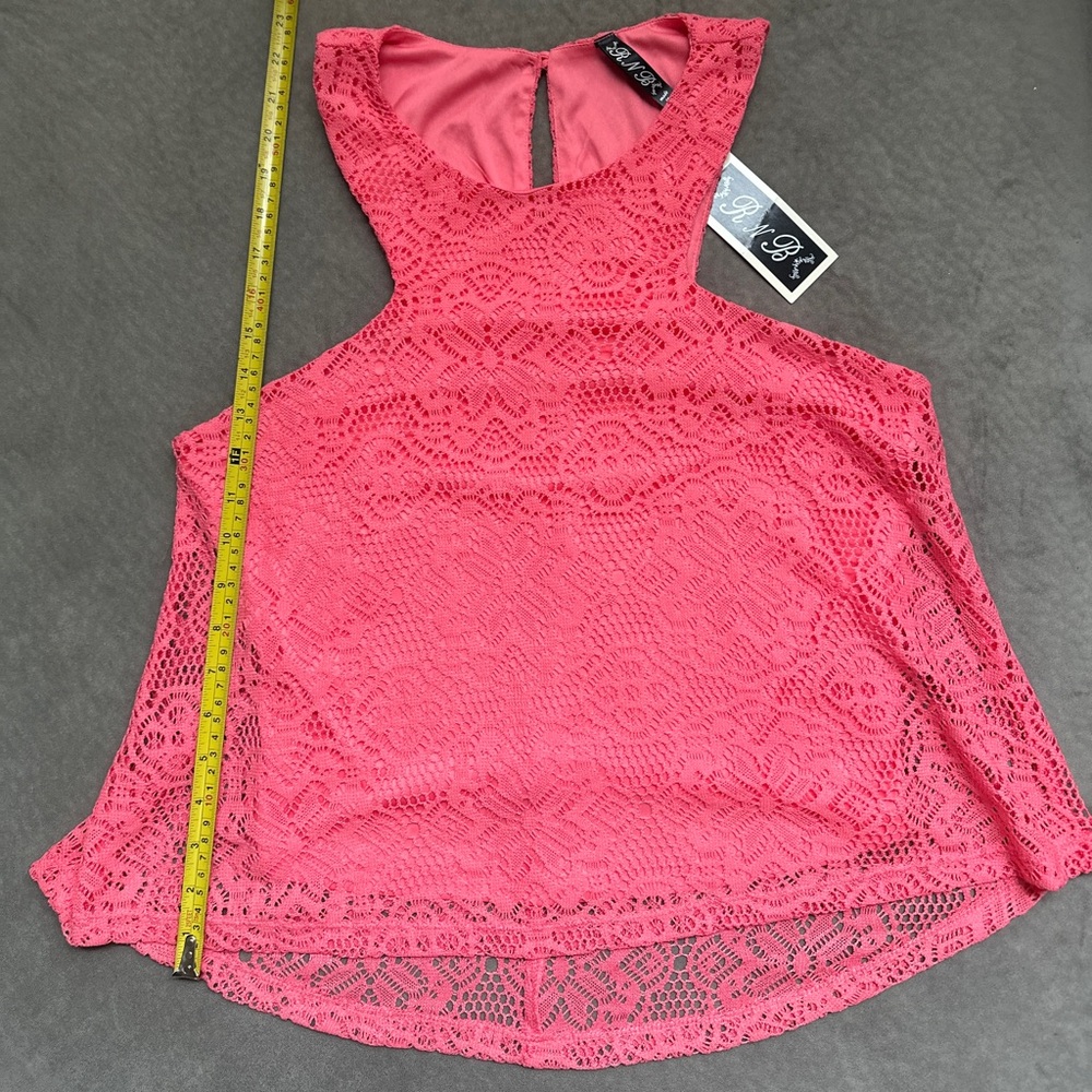 NWT- RnB Sleeveless Blouse Lace detail- Pink size L
